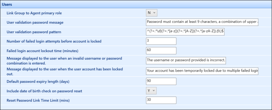 Users institution settings